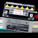 Batterie 12V 4AH avec six bouchons jaunes et étiquette
