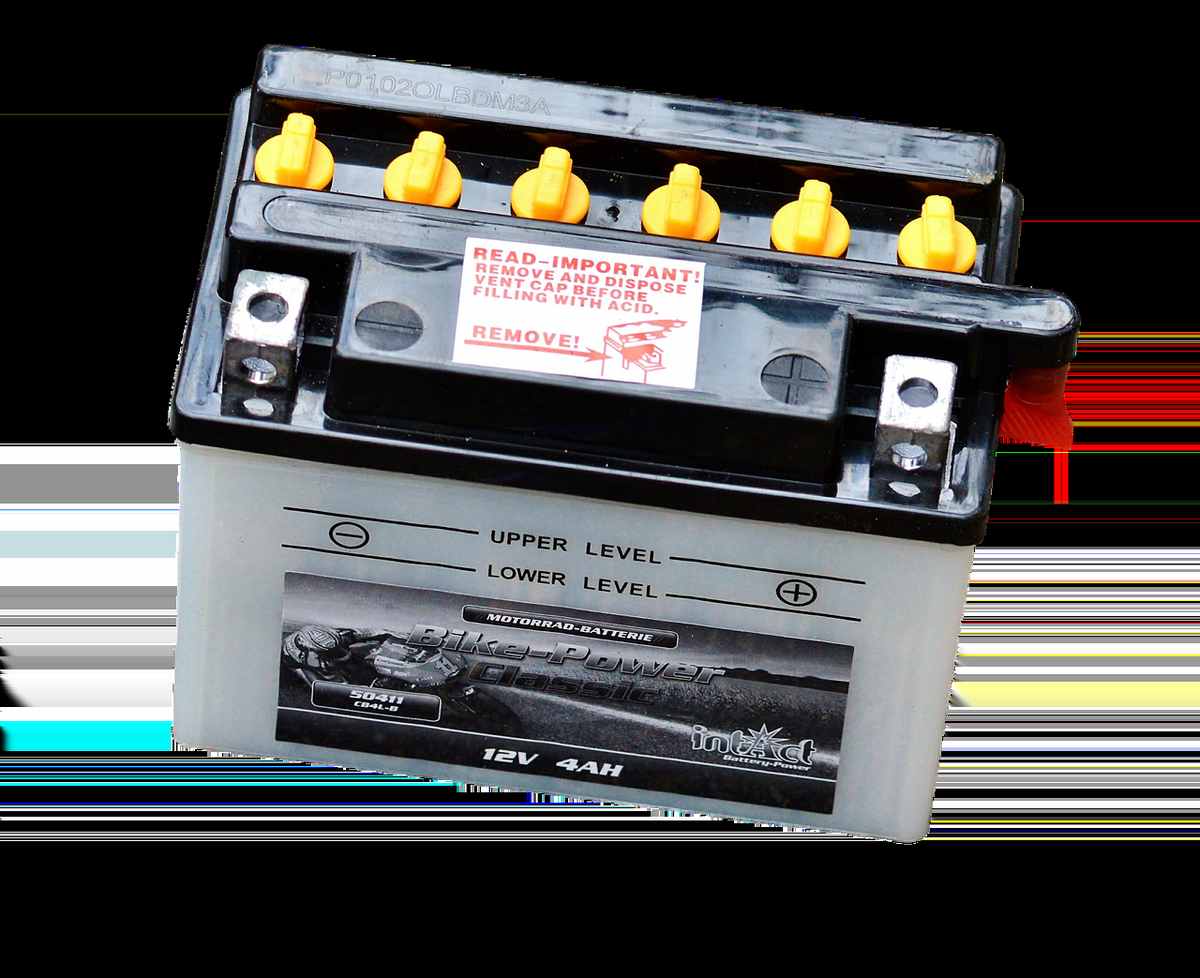 Batterie 12V 4AH avec six bouchons jaunes et étiquette